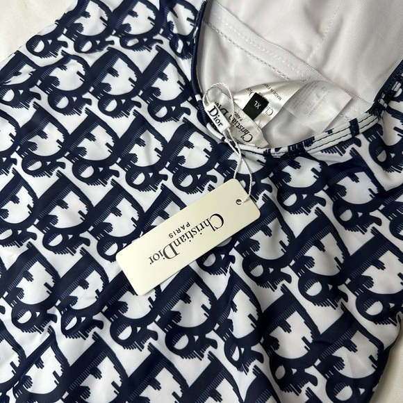 Signature One-Piece Swimsuit Navy and white monogram size XL - Picture 8 of 11